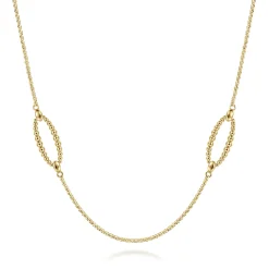 Clearance Gabriel & Co. 32 inch 14K Yellow Gold Bujukan Bead Oval Station Necklace