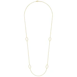New Gabriel & Co. 28 inch 14K Yellow Gold Bujukan Beaded Oval Station Necklace