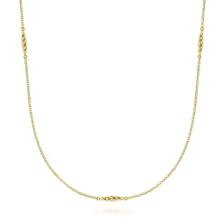 Clearance Gabriel & Co. 32 inch 14K Yellow Gold Chain Necklace with Twisted Tube Stations