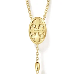 Hot Gabriel & Co. 27 Inch 14K Yellow Gold Cross Rosary Solid Men's Link Chain Necklace