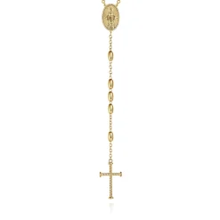 Clearance Gabriel & Co. 27 Inch 14K Yellow Gold Cross Rosary Solid Men's Link Chain Necklace