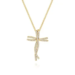 Hot Gabriel & Co. 18 inch 14K Yellow Gold Dancing Diamond Cross Necklace