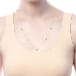 Clearance Gabriel & Co. 24 inch 14K Yellow Gold Diamond and Disc Station Necklace