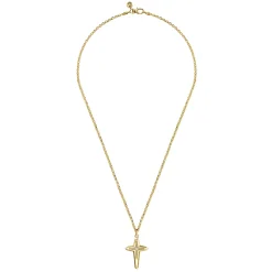 Clearance Gabriel & Co. 22 Inch 14K Yellow Gold Diamond Cross Pendant Necklace