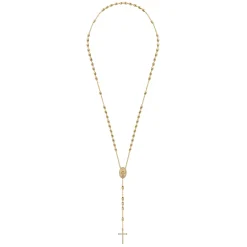 Best Gabriel & Co. 27 Inch 14K Yellow Gold Diamond Cross Rosary Solid Men's Link Chain Necklace