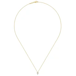 Hot Gabriel & Co. 18 inch 14K Yellow Gold Diamond Cross Pendant Necklace