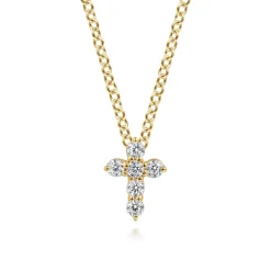 Hot Gabriel & Co. 18 inch 14K Yellow Gold Diamond Cross Pendant Necklace