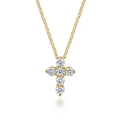 Hot Gabriel & Co. 18 inch 14K Yellow Gold Diamond Cross Pendant Necklace