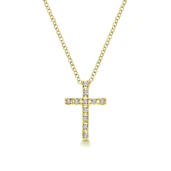 Outlet Gabriel & Co. 18 inch 14K Yellow Gold Diamond Cross Pendant Necklace