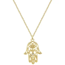 Outlet Gabriel & Co. 18 inch 14K Yellow Gold Filigree Diamond Hamsa Pendant Necklace