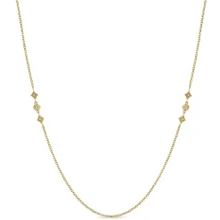 Sale Gabriel & Co. 32 inch 14K Yellow Gold Geometric Shapes Diamond Station Necklace