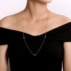 Sale Gabriel & Co. 28 inch 14K Yellow Gold Multi Circle Casted Station Necklace