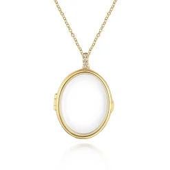 Hot Gabriel & Co. 25 inch 14K Yellow Gold Oval Glass Front Locket Necklace