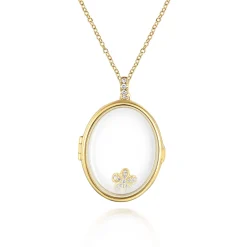 Hot Gabriel & Co. 25 inch 14K Yellow Gold Oval Glass Front Locket Necklace