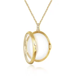 Hot Gabriel & Co. 25 inch 14K Yellow Gold Oval Glass Front Locket Necklace