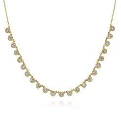 Gabriel & Co. 18 inch 14K Yellow Gold Round Diamond Station Necklace