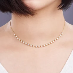 Gabriel & Co. 18 inch 14K Yellow Gold Round Diamond Station Necklace