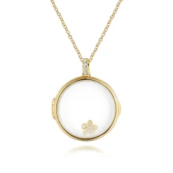 Discount Gabriel & Co. 25 inch 14K Yellow Gold Round Glass Front Locket Necklace