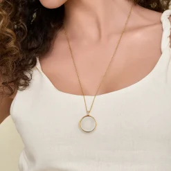 Discount Gabriel & Co. 25 inch 14K Yellow Gold Round Glass Front Locket Necklace