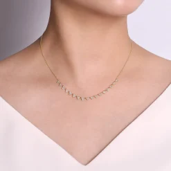 Gabriel & Co. 18 inch 14K Yellow Gold Scalloped Diamond Choker Necklace