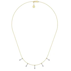 Gabriel & Co. 18 inch 14K Yellow White Gold Pear Shaped Diamond Station Choker Necklace