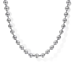 Online Gabriel & Co. 24 Inch 3mm 14K White Gold Men's Hollow Ball Chain Necklace