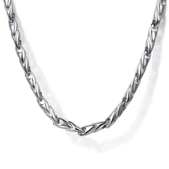 Clearance Gabriel & Co. 24 Inch 3.2mm 14K White Gold Men's Hollow Link Chain Necklace