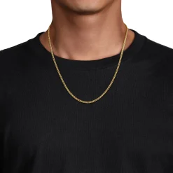 Clearance Gabriel & Co. 22 Inch 3mm 14K Yellow Gold Men's Hollow Cuban Link Chain Necklace
