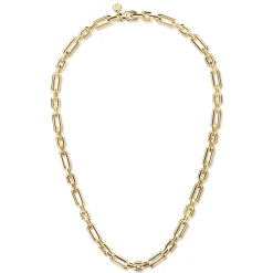 Outlet Gabriel & Co. 20 Inch 6.4mm 14K Yellow Gold Men's Hollow Figaro Chain Necklace