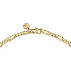 Best Gabriel & Co. 22 Inch 4.5mm 14K Yellow Gold Men's Solid Faceted Link Chain Necklace