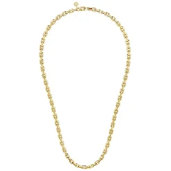 Sale Gabriel & Co. 24 Inch 5.6mm 14K Yellow Gold Men's Solid Faceted Link Chain Necklace