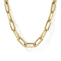 Best Gabriel & Co. 20 Inch 4.5mm 14K Yellow Gold Men's Solid Faceted Link Chain Necklace