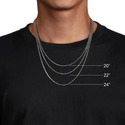 Sale Gabriel & Co. 22 Inch 3.2mm 925 Sterling Silver Men's Hollow Link Chain Necklace