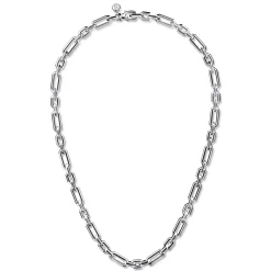 Best Gabriel & Co. 20 Inch 6.4mm 925 Sterling Silver Men's Hollow Figaro Chain Necklace