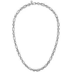 Best Gabriel & Co. 24 Inch 6.4mm 925 Sterling Silver Men's Hollow Figaro Chain Necklace
