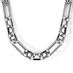 Best Gabriel & Co. 24 Inch 6.4mm 925 Sterling Silver Men's Hollow Figaro Chain Necklace