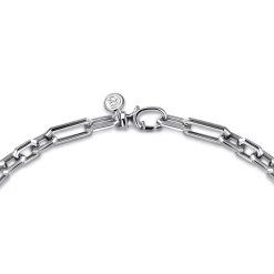 Best Gabriel & Co. 24 Inch 6.4mm 925 Sterling Silver Men's Hollow Figaro Chain Necklace