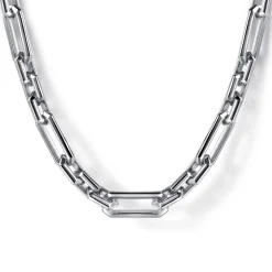 New Gabriel & Co. 22 Inch 5.50mm 925 Sterling Silver Men's Solid Faceted Link Chain Necklace