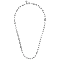 Discount Gabriel & Co. 22 Inch 4.5mm 925 Sterling Silver Men's Solid Faceted Link Chain Necklace
