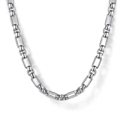 Sale Gabriel & Co. 20 Inch 3mm 925 Sterling Silver Men's Solid Figaro Link Chain Necklace
