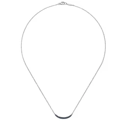 Sale Gabriel & Co. 18 inch 925 Sterling Silver and Sapphire Curved Bar Necklace