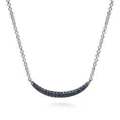 Sale Gabriel & Co. 18 inch 925 Sterling Silver and Sapphire Curved Bar Necklace