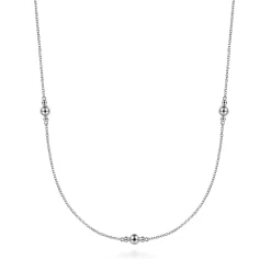 New Gabriel & Co. 32 inch 925 Sterling Silver Beaded Necklace