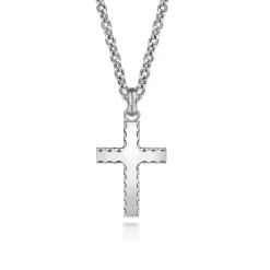 Clearance Gabriel & Co. 22 Inch 925 Sterling Silver Beveled Trim Cross Pendant Necklace
