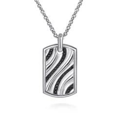 Online Gabriel & Co. 22 Inch 925 Sterling Silver Black Spinel Dog Tag Pendant Necklace
