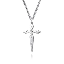 Hot Gabriel & Co. 22 Inch 925 Sterling Silver Black Spinel Dagger Pendant Necklace