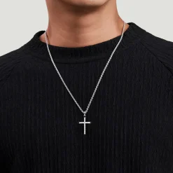 Best Gabriel & Co. 22 Inch 925 Sterling Silver Black Spinel Twisted Rope Cross Pendant Necklace