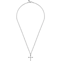 Best Gabriel & Co. 22 Inch 925 Sterling Silver Black Spinel Twisted Rope Cross Pendant Necklace