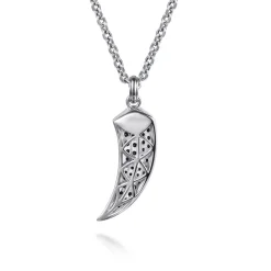 Clearance Gabriel & Co. 22 Inch 925 Sterling Silver Black Spinel Horn Pendant Necklace