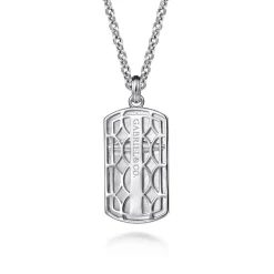 New Gabriel & Co. 22 Inch 925 Sterling Silver Cross Dog Tag Pendant Necklace